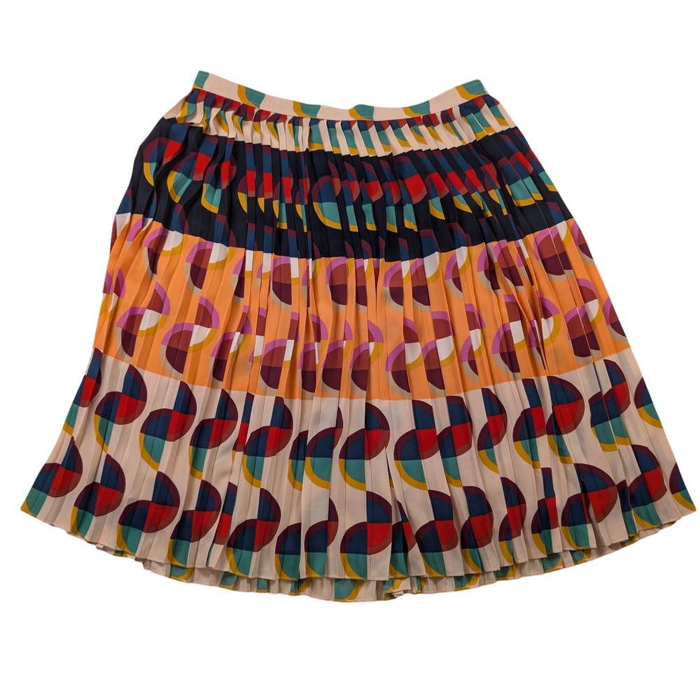 J.Crew 365 Pleated Midi Skirt Geometric Circle Print Multi-Color L7550 Womens 16